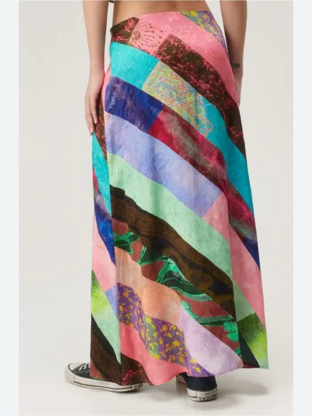 Nasty gal patchwork print satin midi maxi skirt boho size 4 hippie Gypsy - Picture 2 of 7